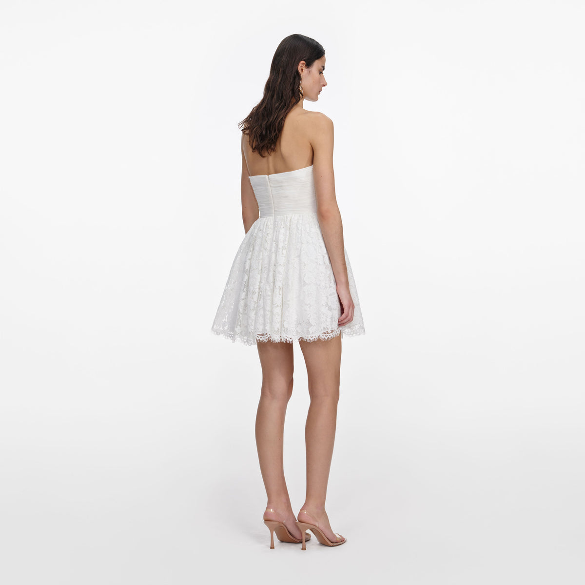 White Lace Bow Mini Dress – self-portrait-US