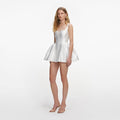 White Taffeta Flared Mini Dress