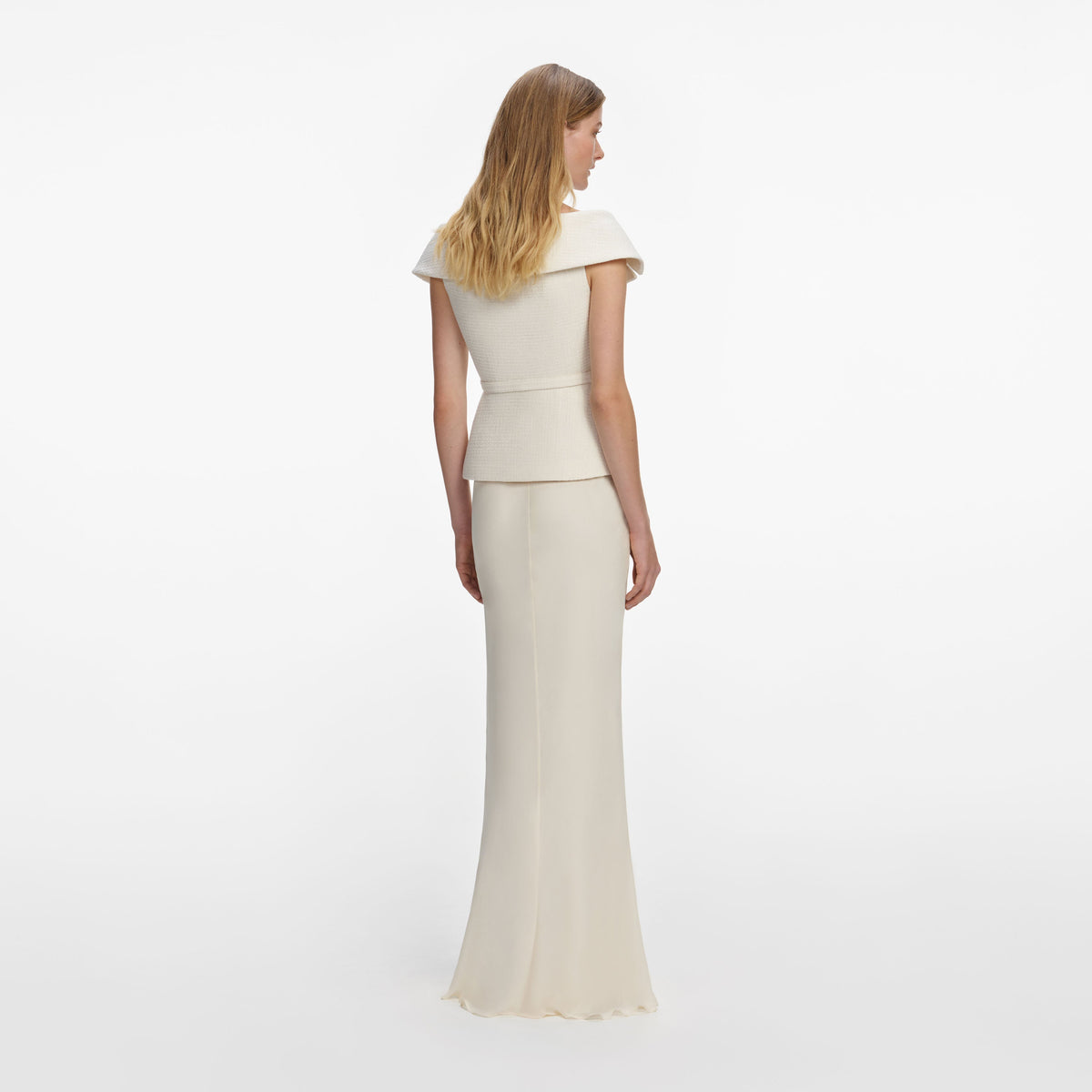 self-portrait - Cream Boucle Maxi Dress