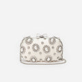 Cream Satin Multi Crystal Clutch Bag