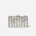 Grey Satin Crystal Clutch Bag