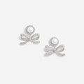 Silver Pearl Bow Drop Earrings