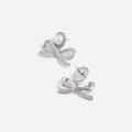Silver Pearl Bow Drop Earrings