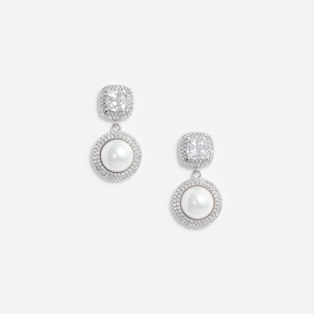Silver Pearl Drop Earrings – self-portrait-US