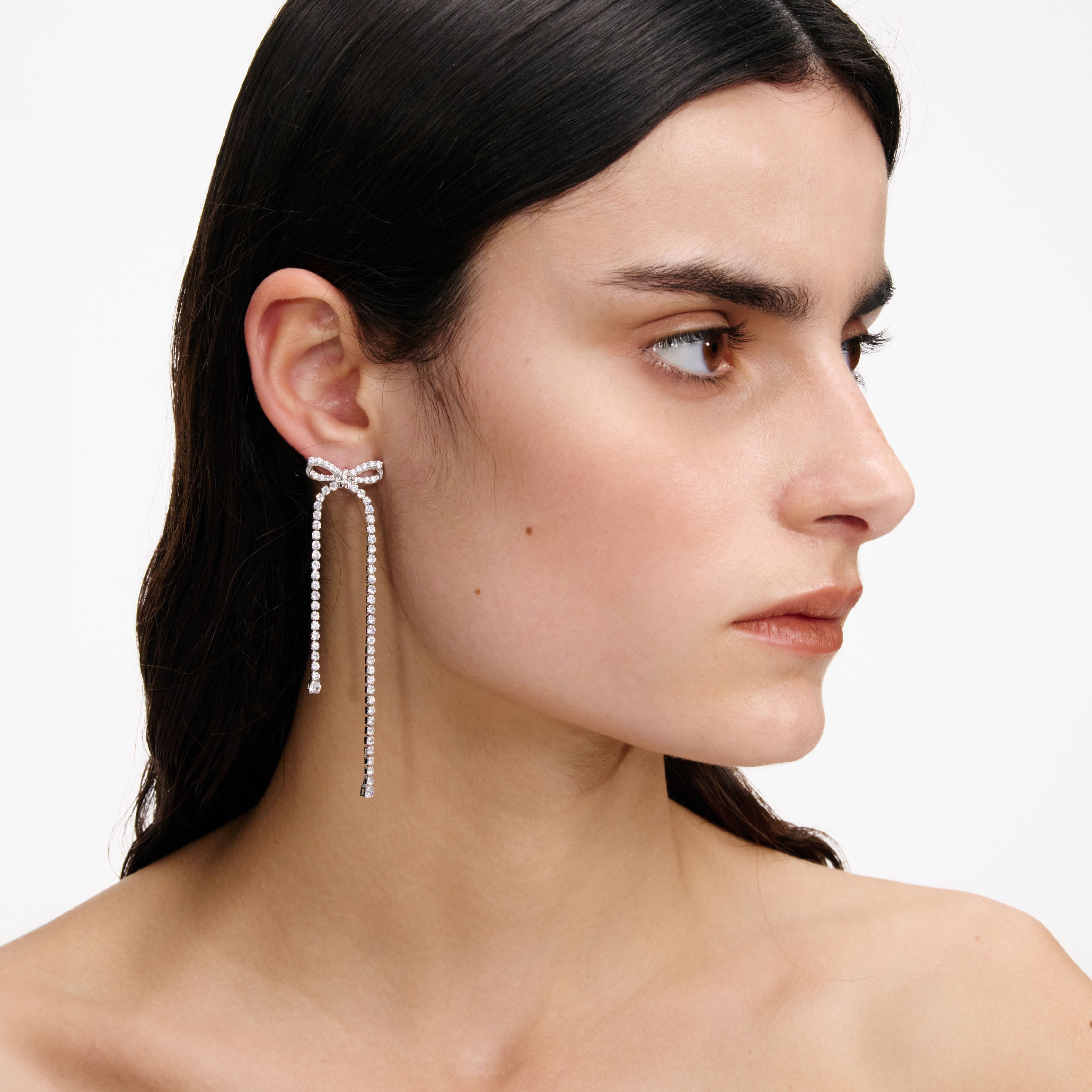 Crystal Bow Dangle Earrings – self-portrait-US