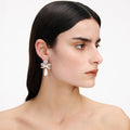 Crystal Bow Pearl Tiered Earrings