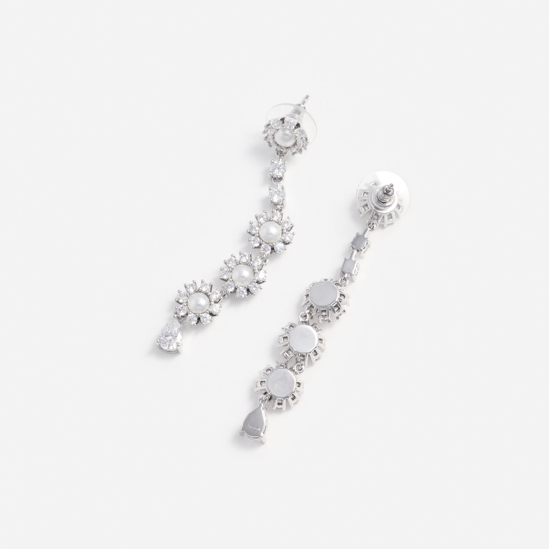 Crystal Pearl Tiered Drop Earrings
