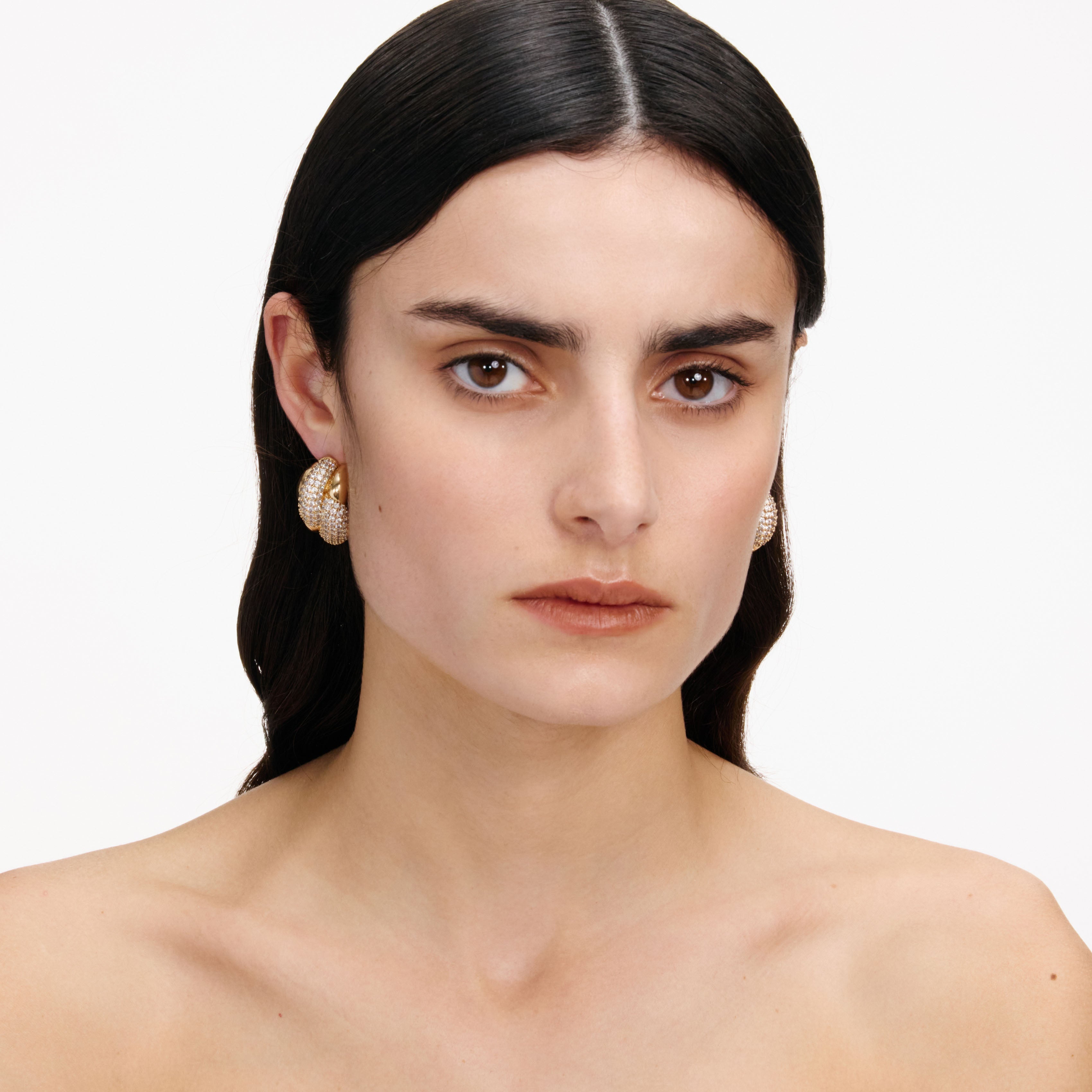 Gold Crystal Knot Earrings