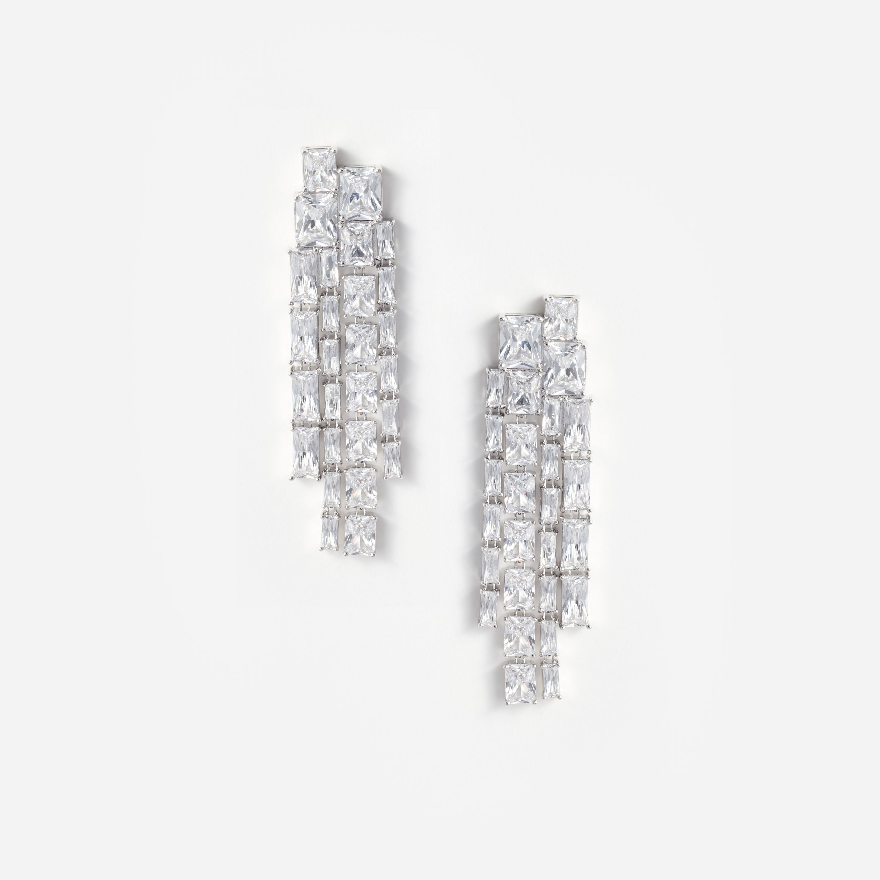 Square Crystal Dangle Earrings