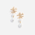Gold Coral Pearl Earrings