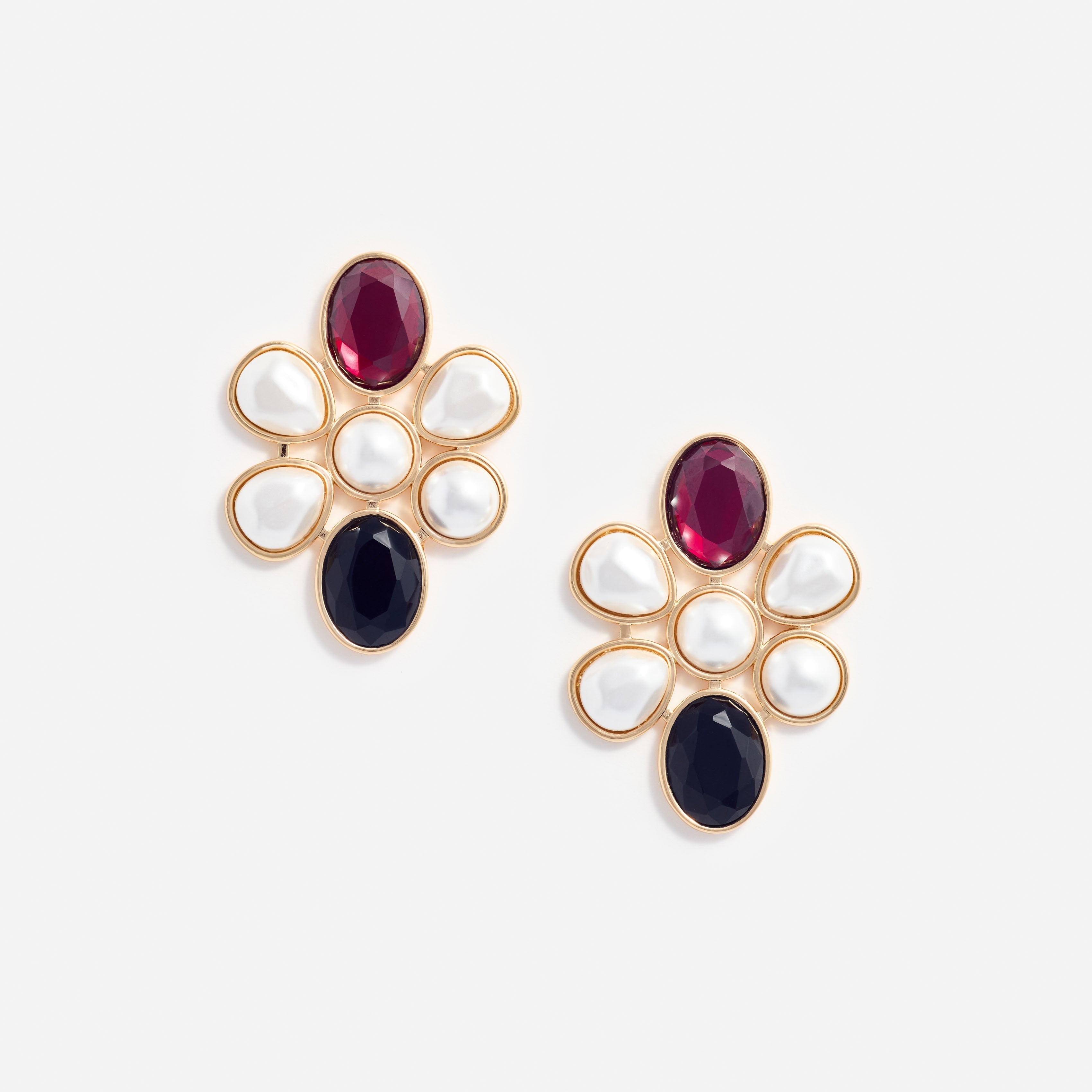 Pearl Crystal Cluster Earrings