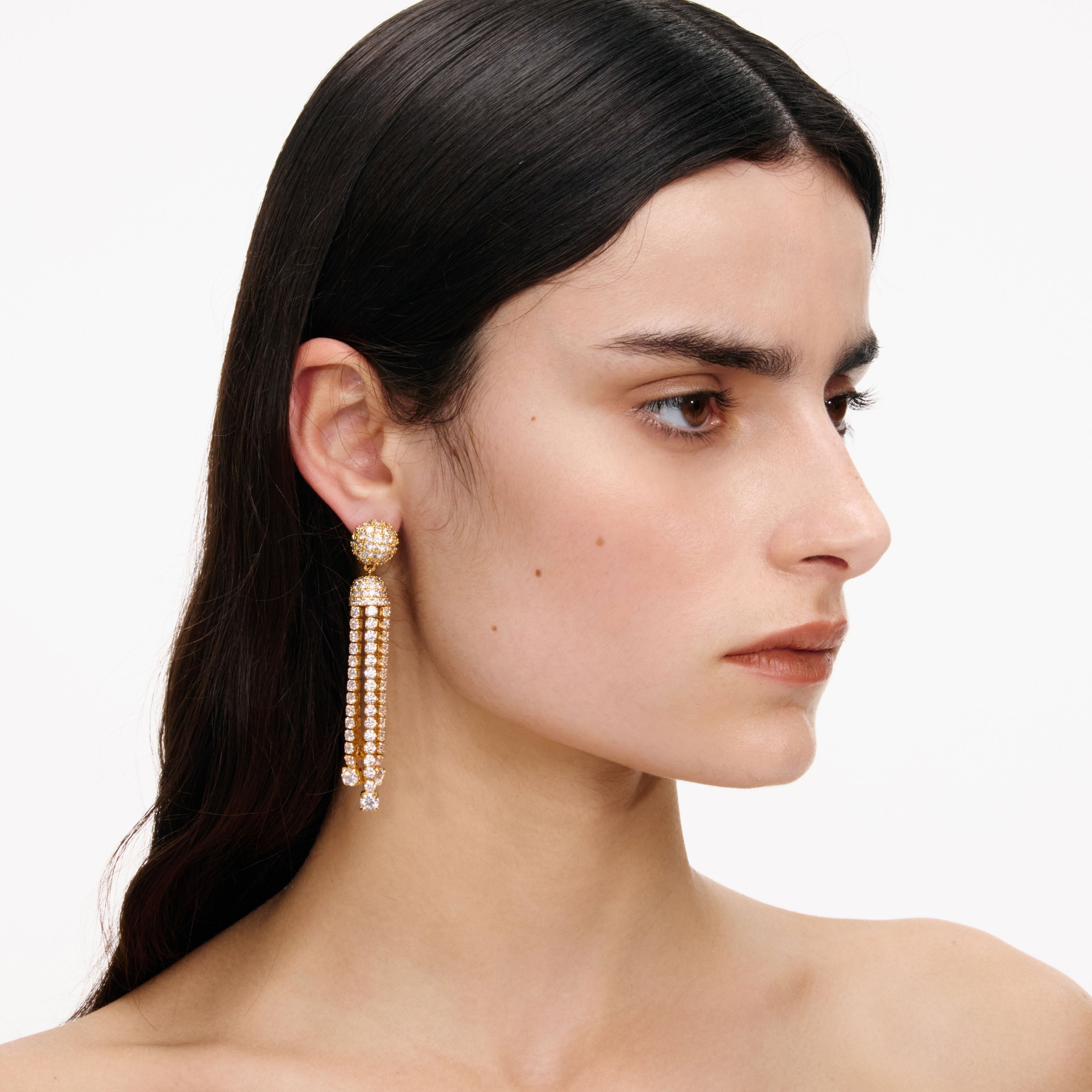 Gold Crystal Cluster Tiered Earrings