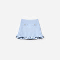 Blue Frill Trim Knit Skirt