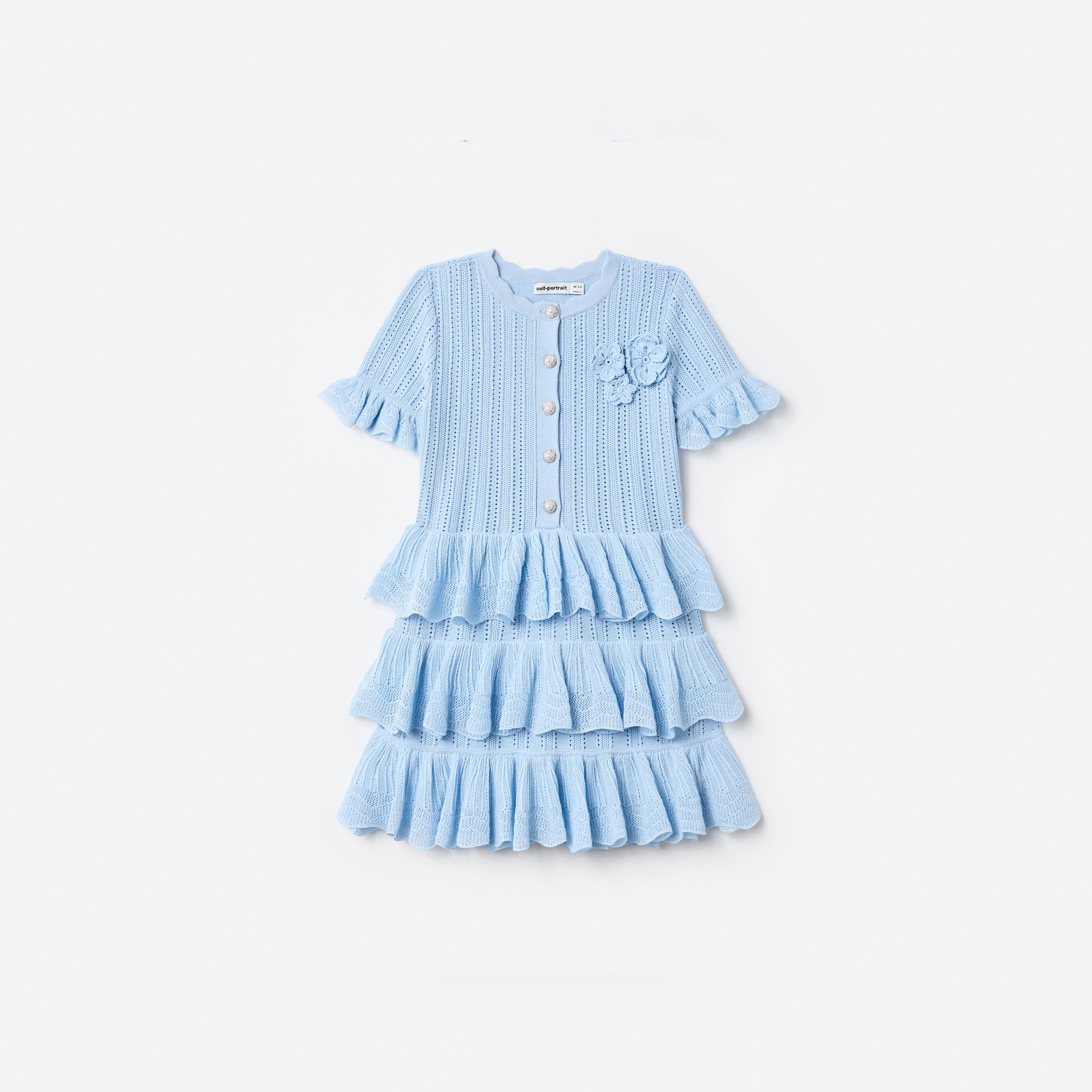 Blue Tiered Knit Dress