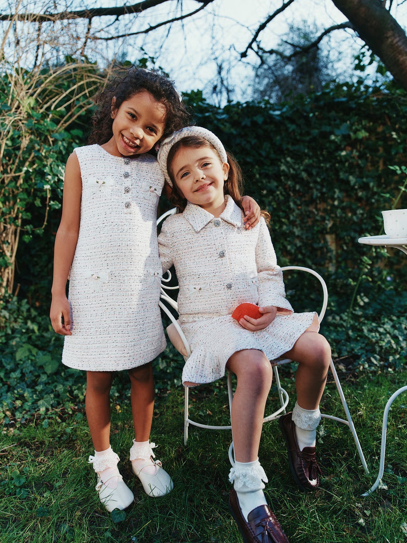 Pink Boucle Lace Bow Dress