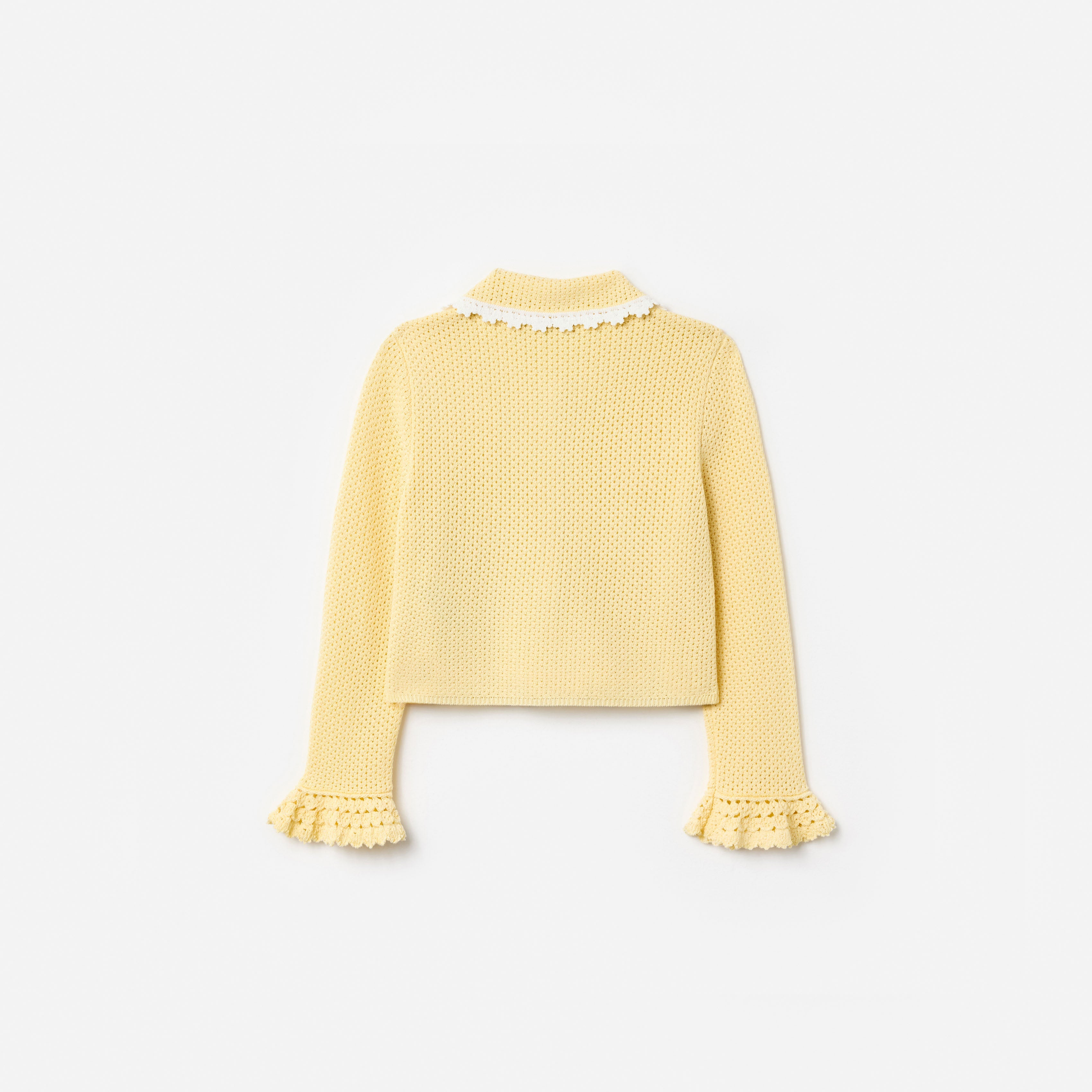 Yellow Pointelle Frill Cardigan – self-portrait-US