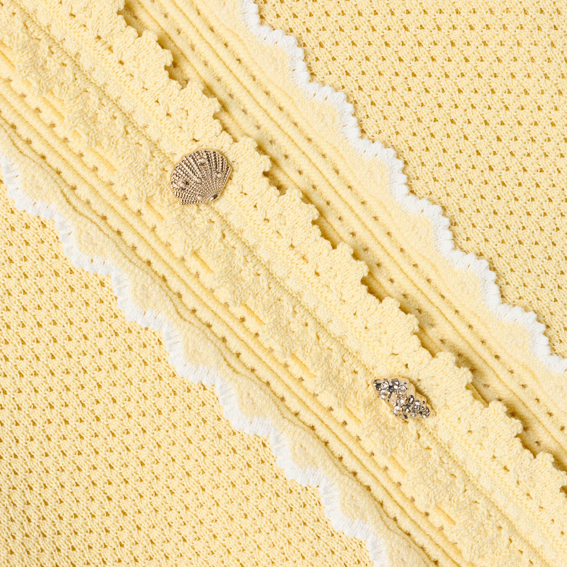 Yellow Pointelle  Frill Cardigan