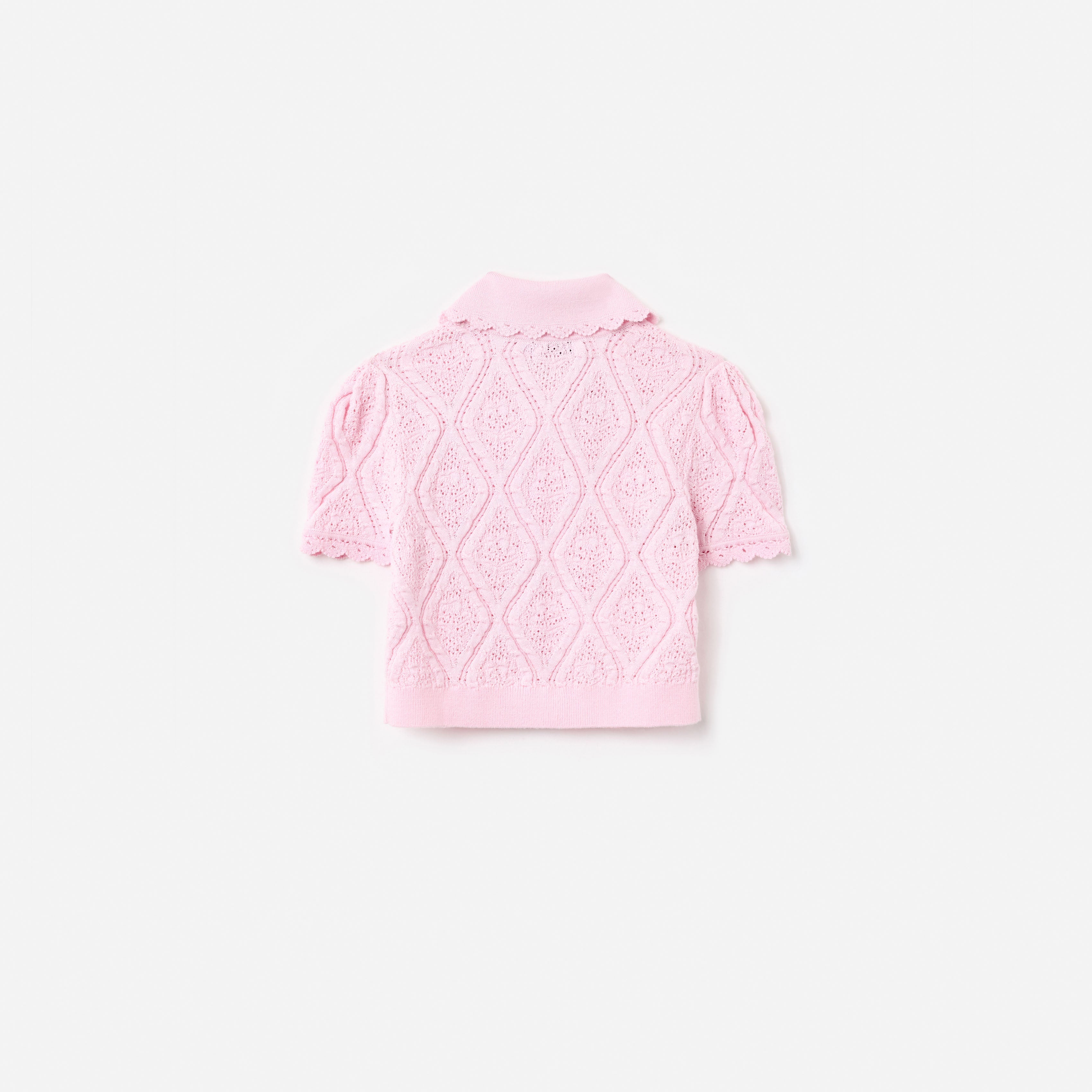 Pink Flower Embroidered Knit Top – self-portrait-US