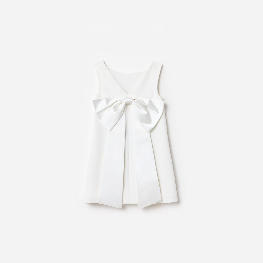 White Crepe Sequin Flower Dress