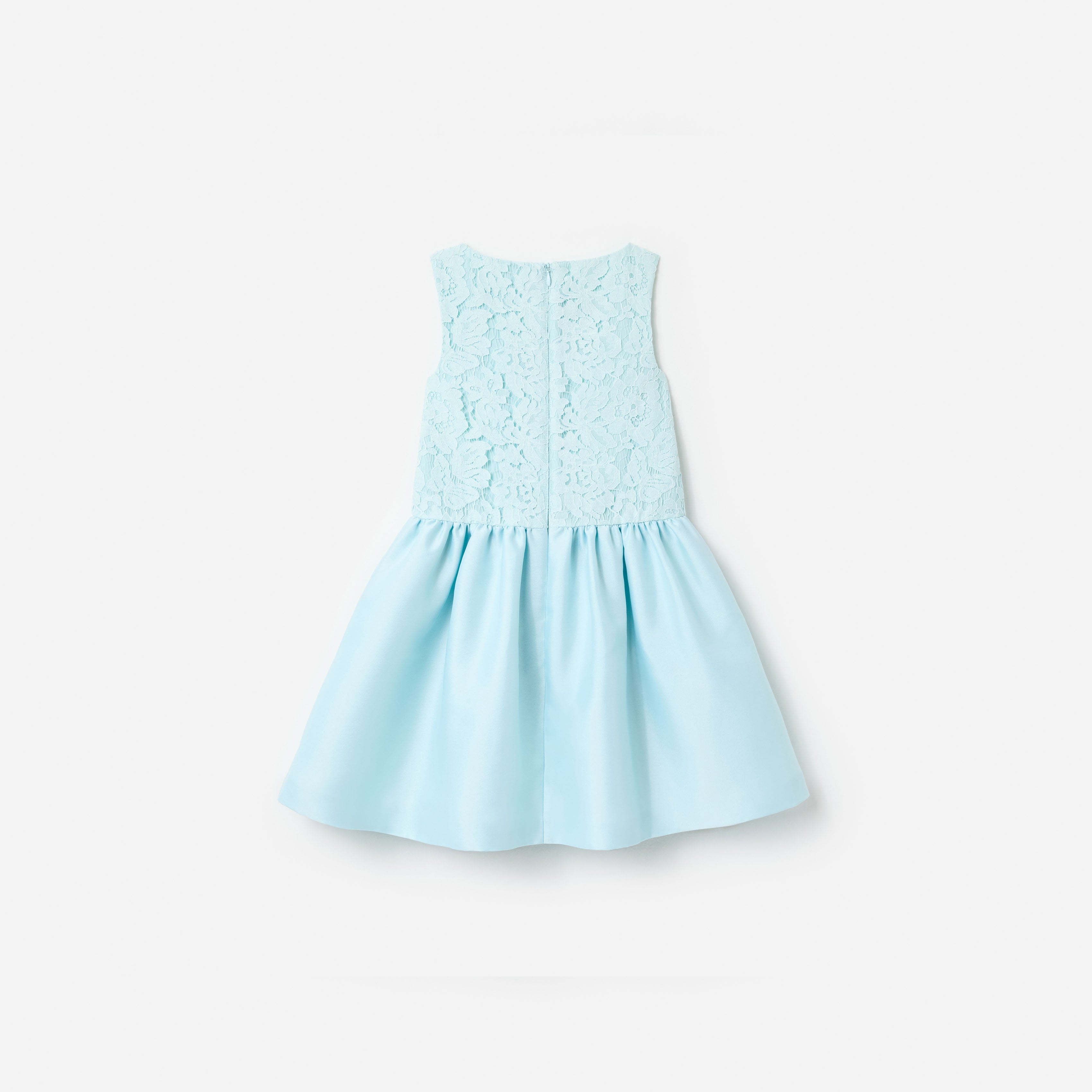 Aqua Taffeta Lace Bow Dress