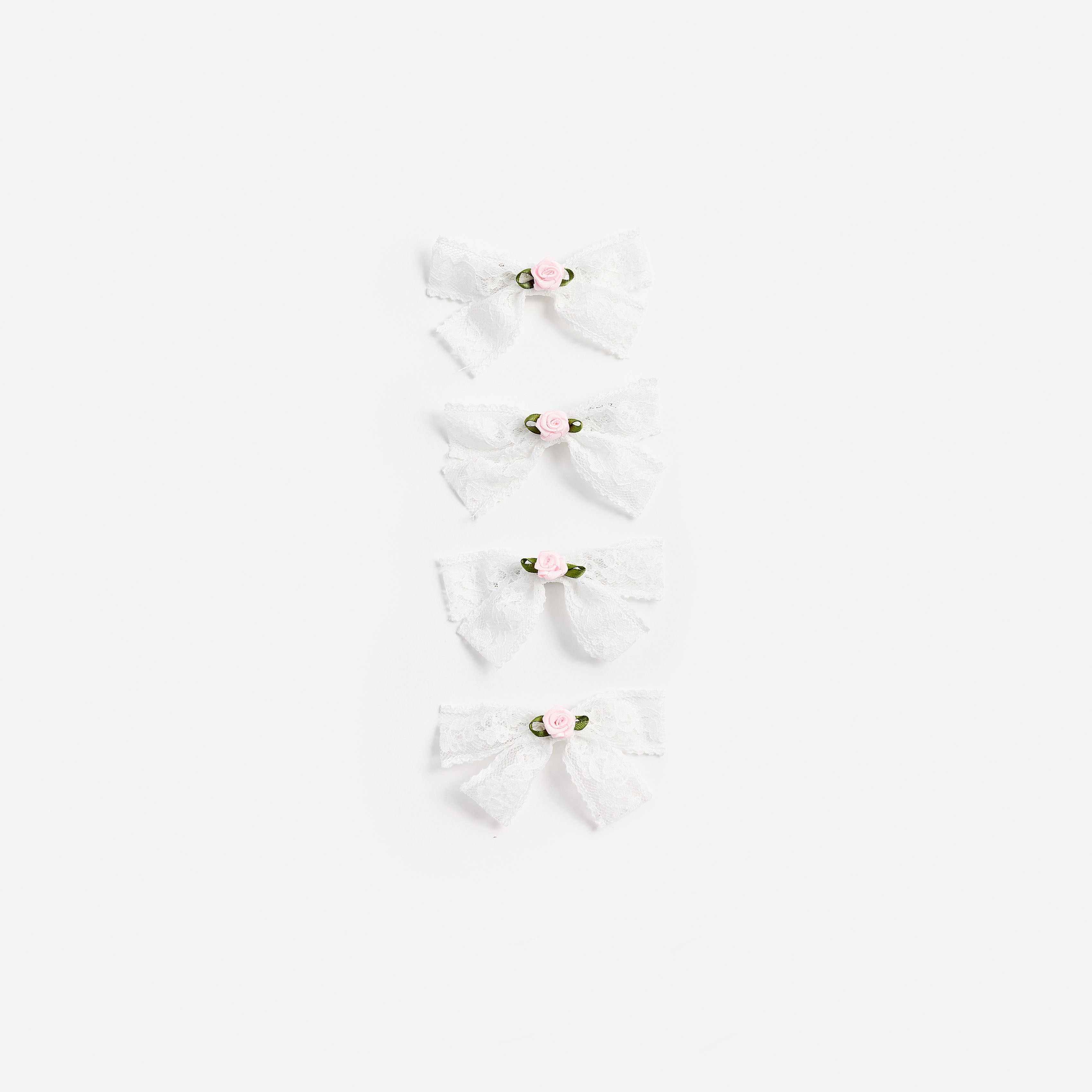Cream Lace Bow Hair Clips