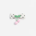 Cream Polka Dot Cherry Motif Hair Clip