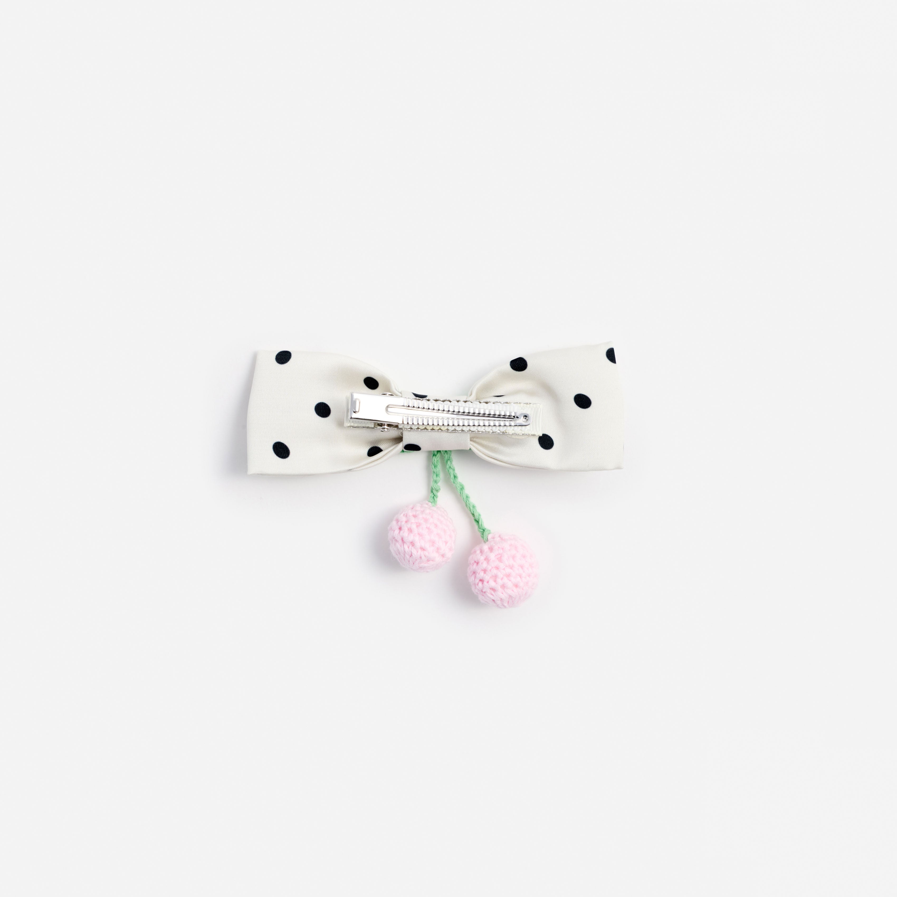 Cream Polka Dot Cherry Motif Hair Clip – self-portrait-US