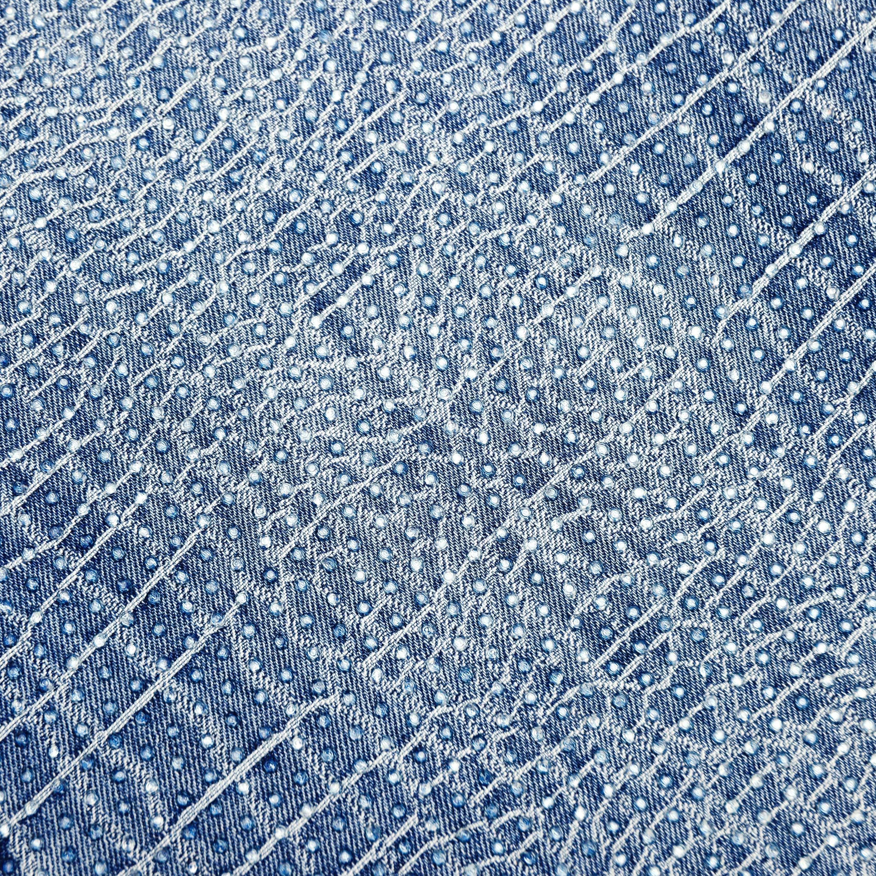 Rhinestone Croc Effect Wide Leg Jeans