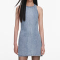 Rhinestone Croc Effect Denim Mini Dress