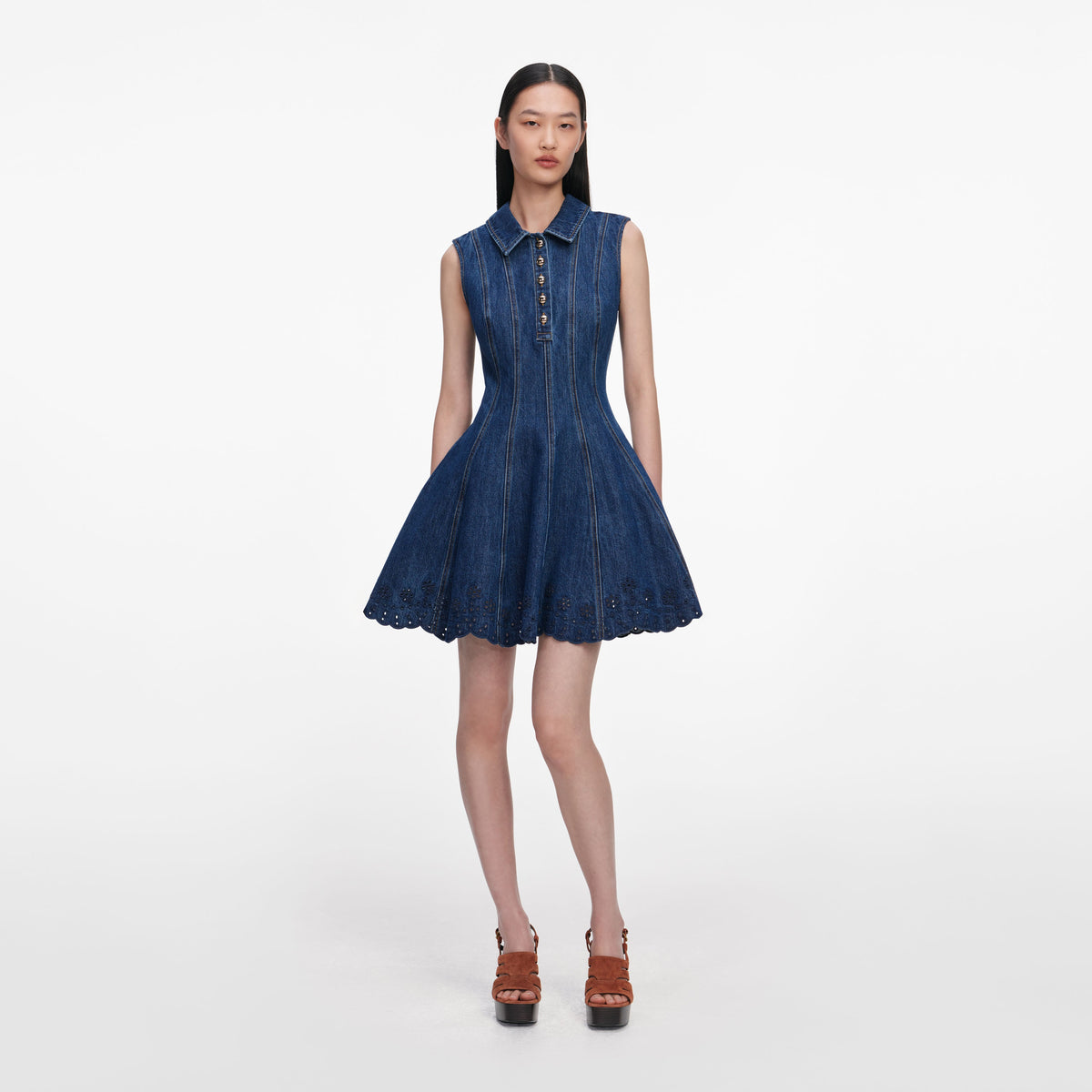 self portrait embellished denim mini dress Self-Portrait Broderie Dress, Blue, Women's, 12 Sparkling Beading Deep V-neck True to size Relaxed sorority outfits Color:Black Butterfly Crochet