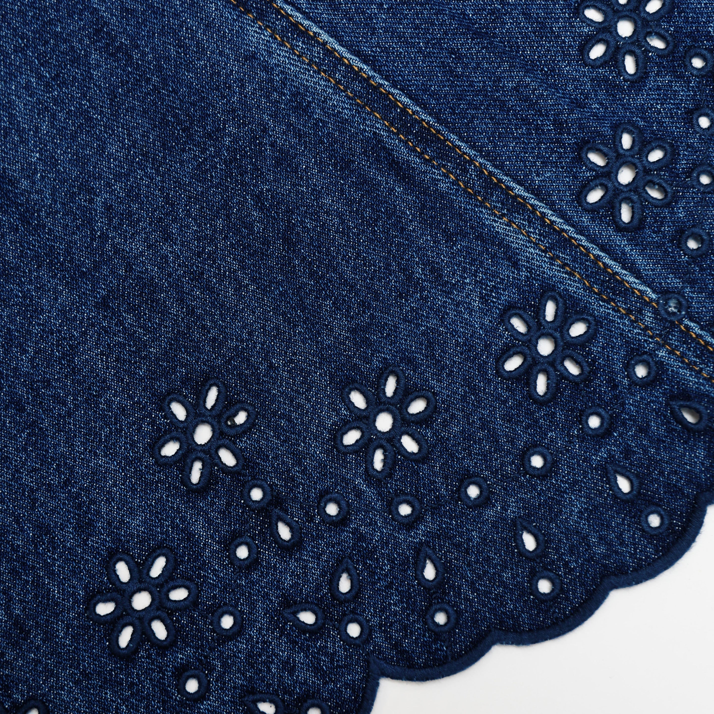 Denim Broderie Mini Dress – self-portrait-US