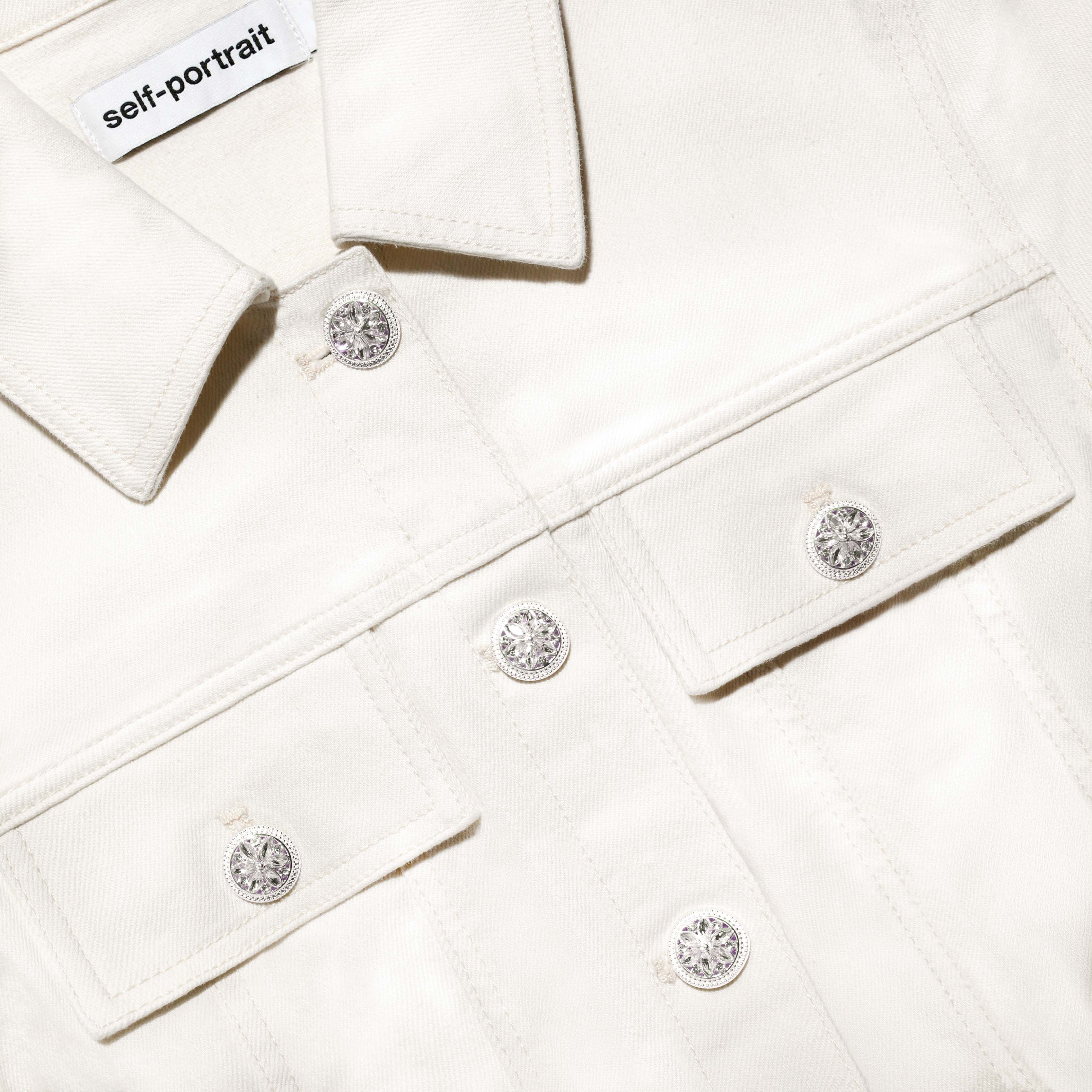 Cream Broderie Denim Mini Dress