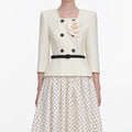 Cream 3D Flower Polka Dot Midi Dress