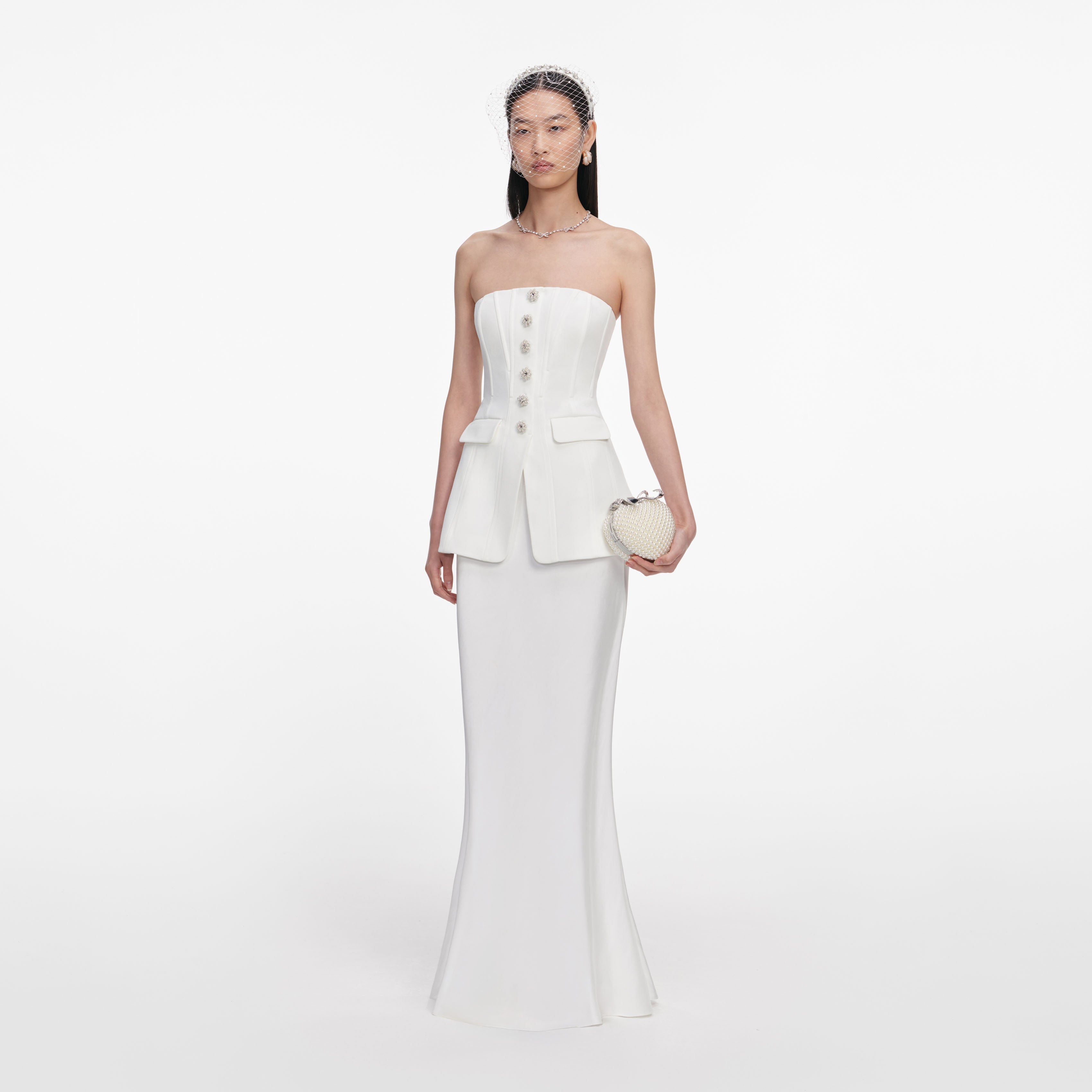 self-portrait ノースリーブドレス ホワイト White Bandeau Maxi Dress – self-portrait-US