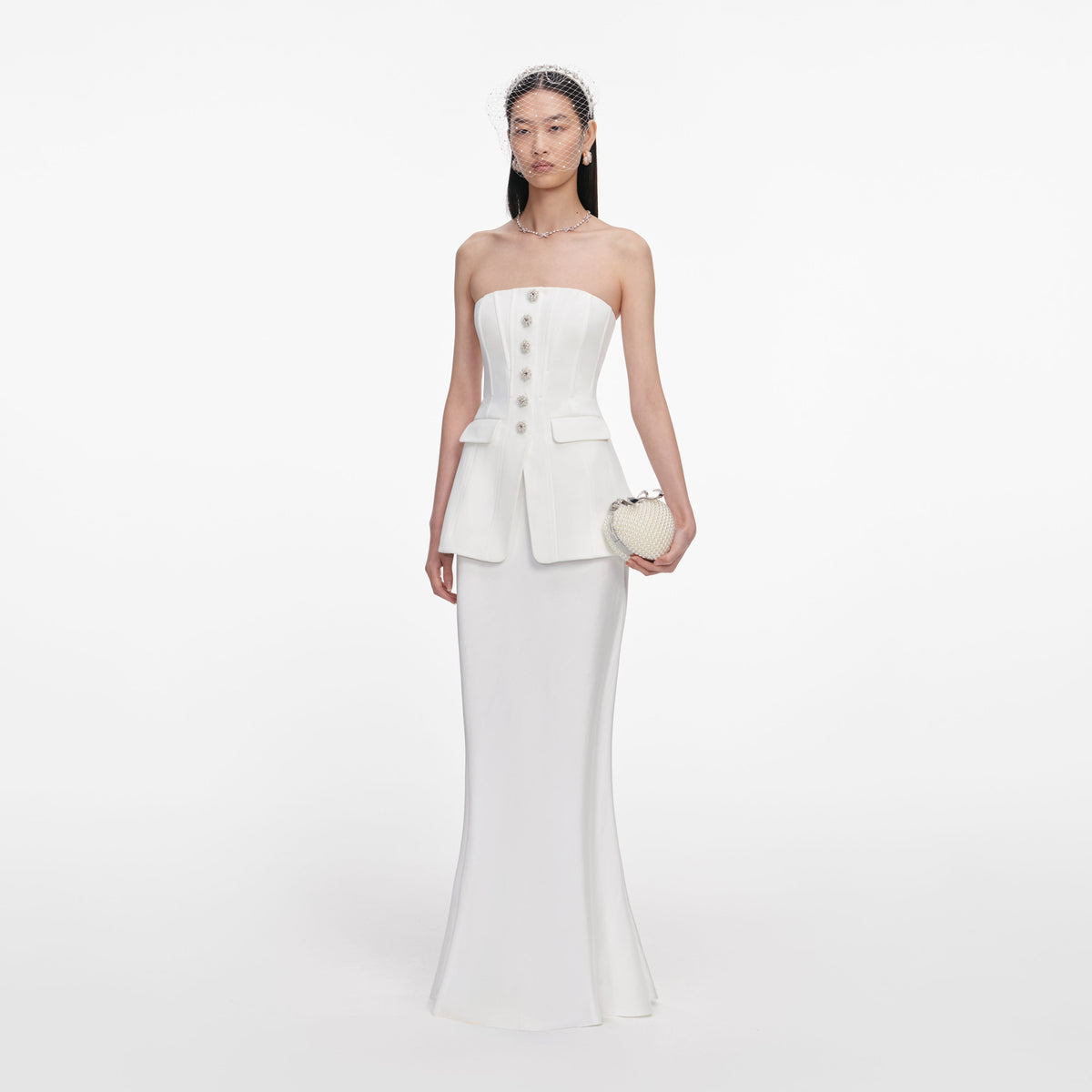 self-portrait - White Bandeau Maxi Dress