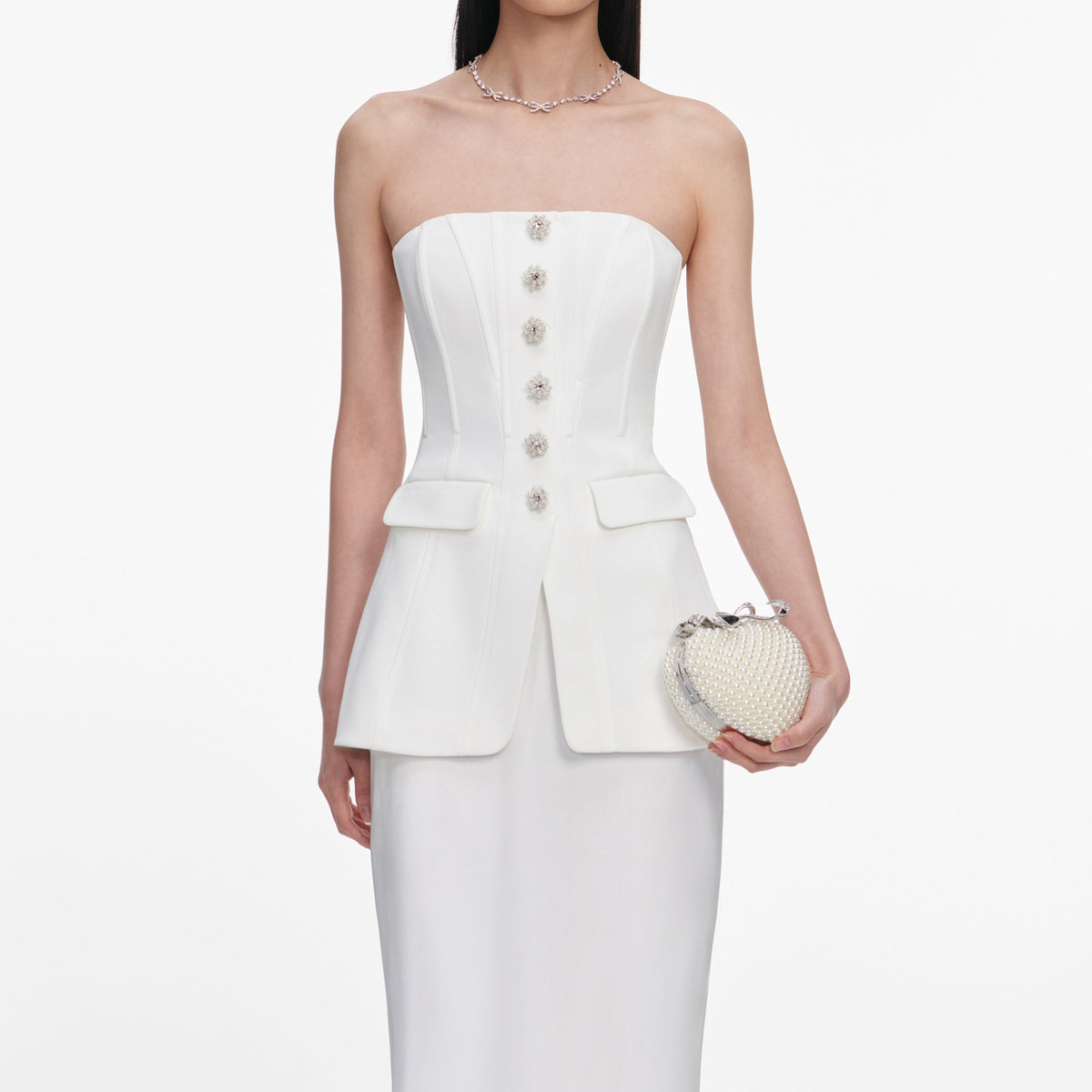 self-portrait - White Bandeau Maxi Dress