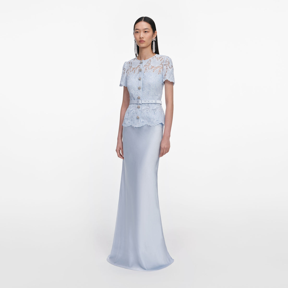 self portrait heart lace maxi dress Blue Satin Cap Sleeve Bridesmaid Dress Pair with our jewellery English Factory Women's Print Color:Retro Style