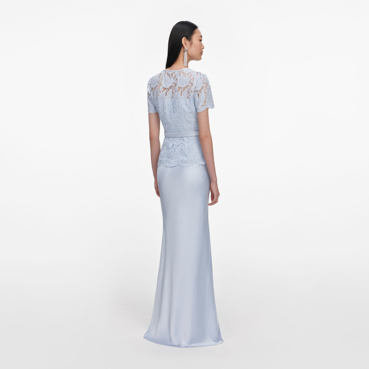 self portrait blue satin flower maxi dress self-portrait - Lilac Flower Satin Maxi Dress