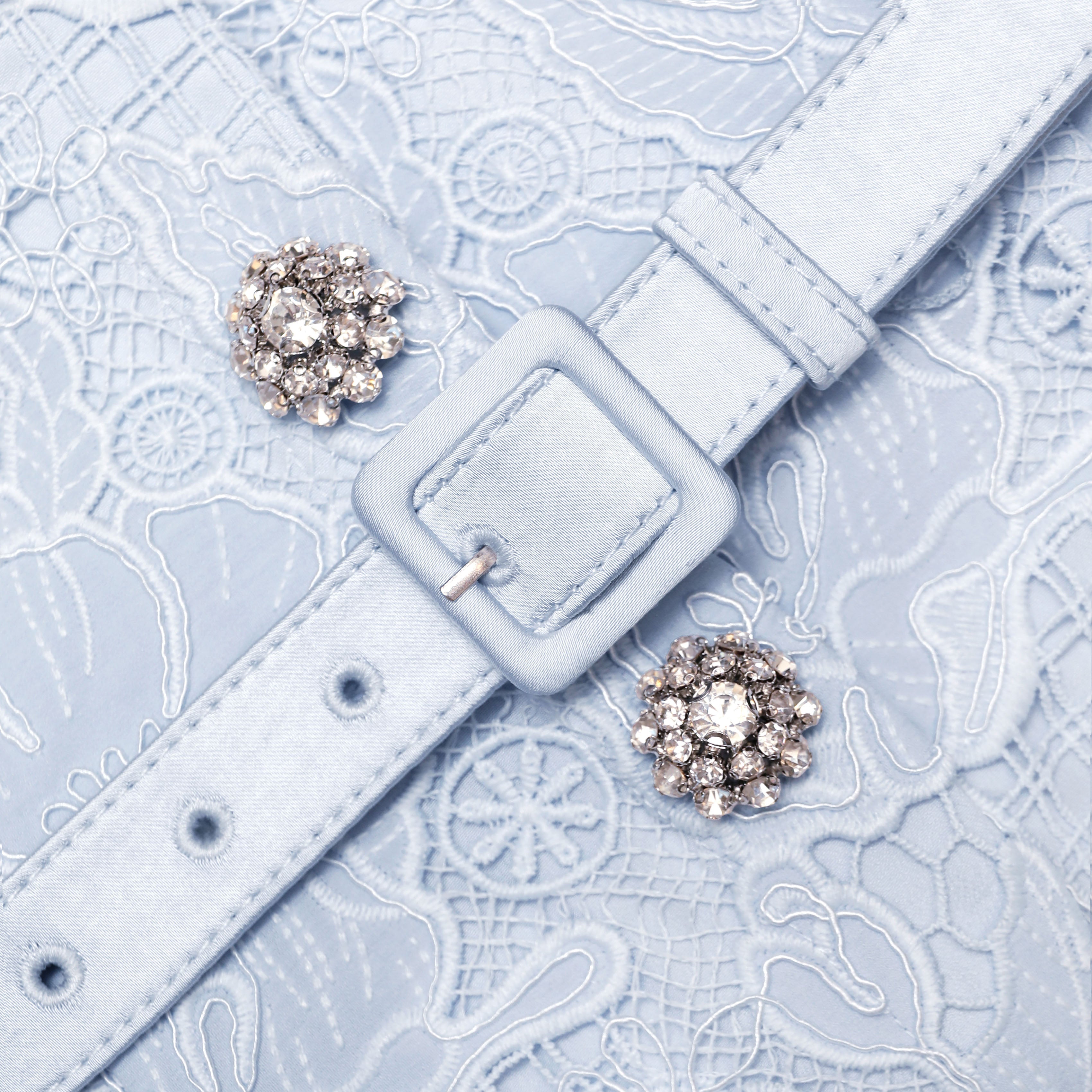 Blue Lace Satin Maxi Dress