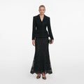 Black Boucle Rhinestone Lace Maxi Dress