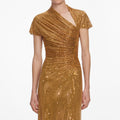 Gold Rhinestone Drape Maxi Dress