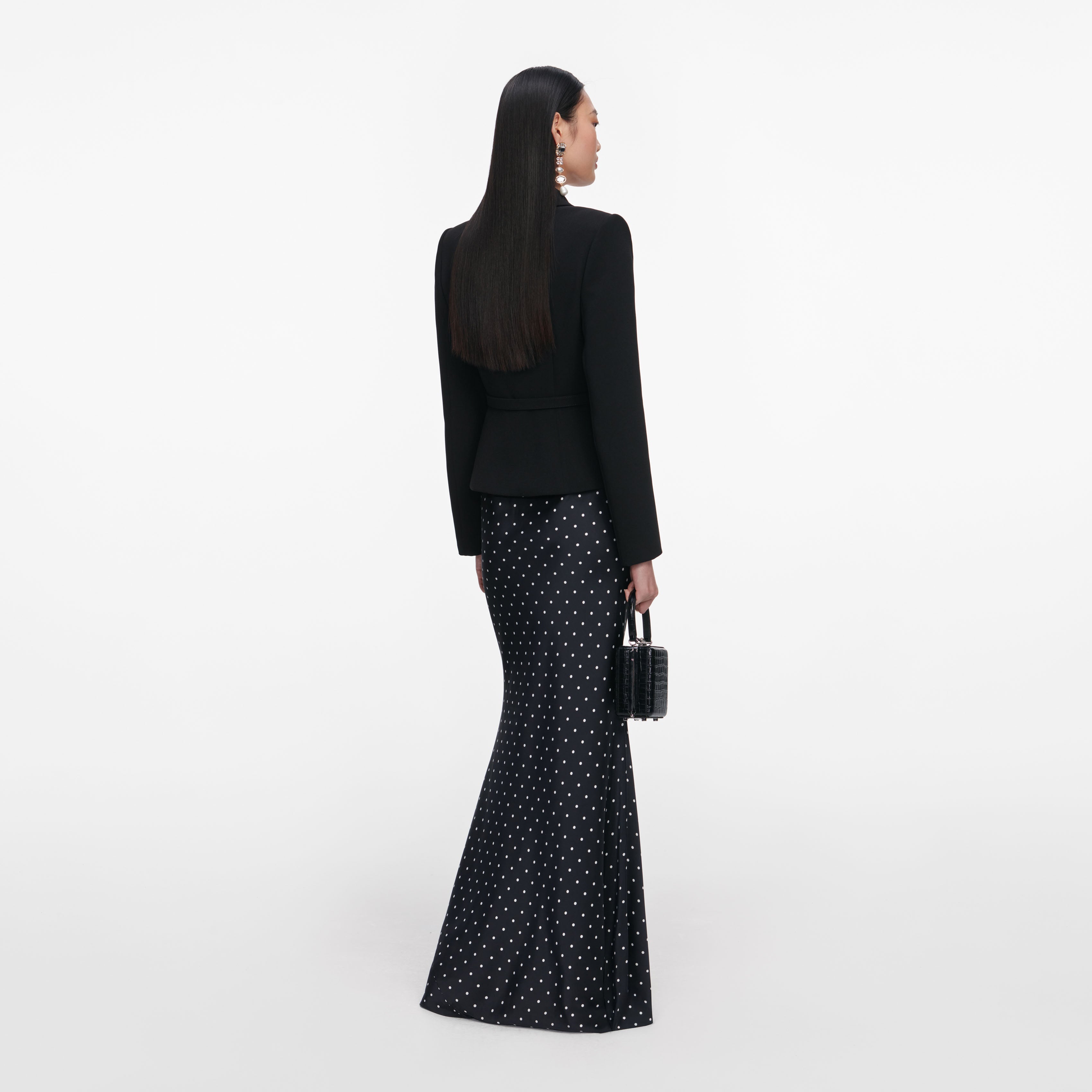 Black Polka Dot Frill Maxi Dress – self-portrait-US