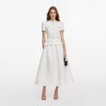 White Tailored Taffeta Midi Dress