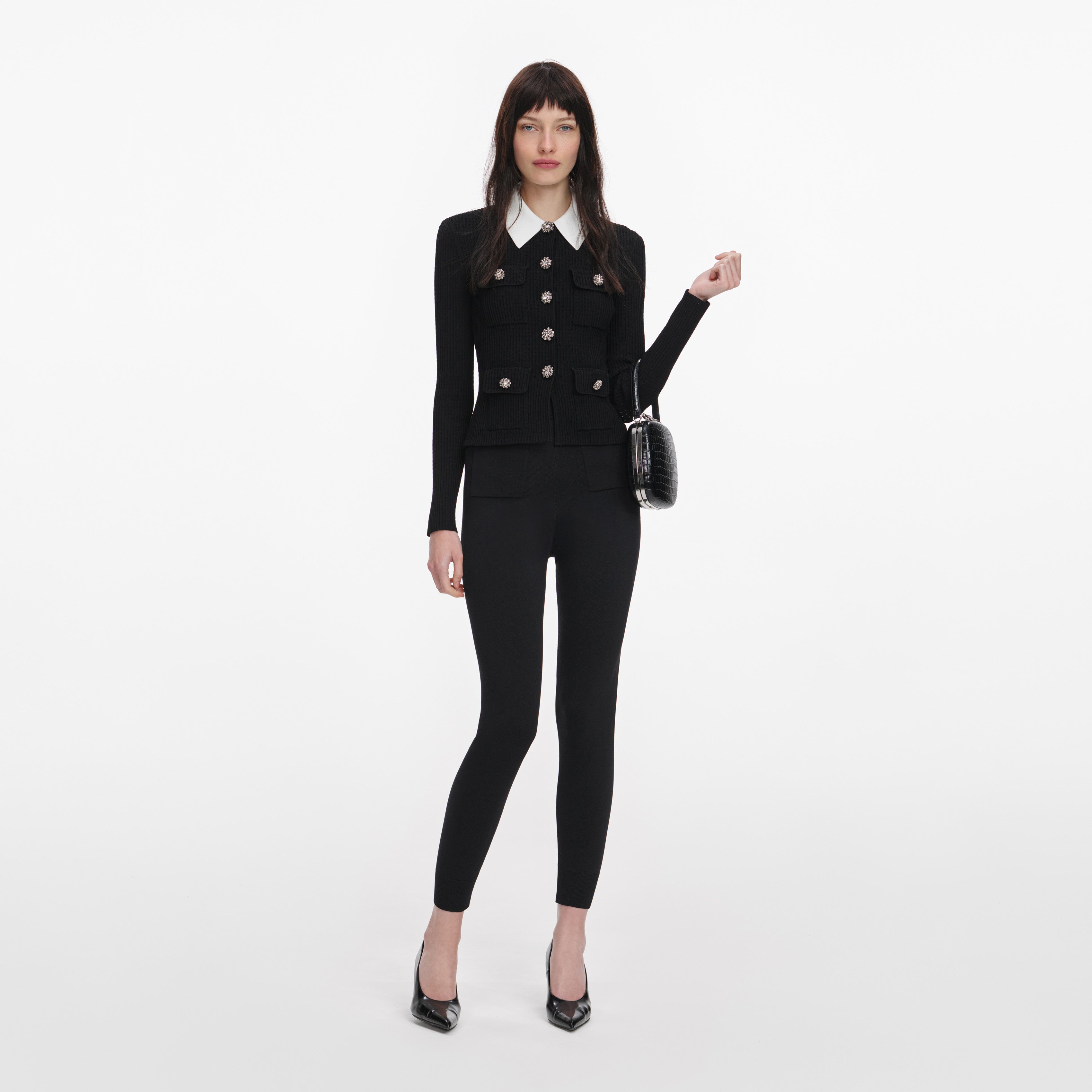 Black Tailored Knit Top