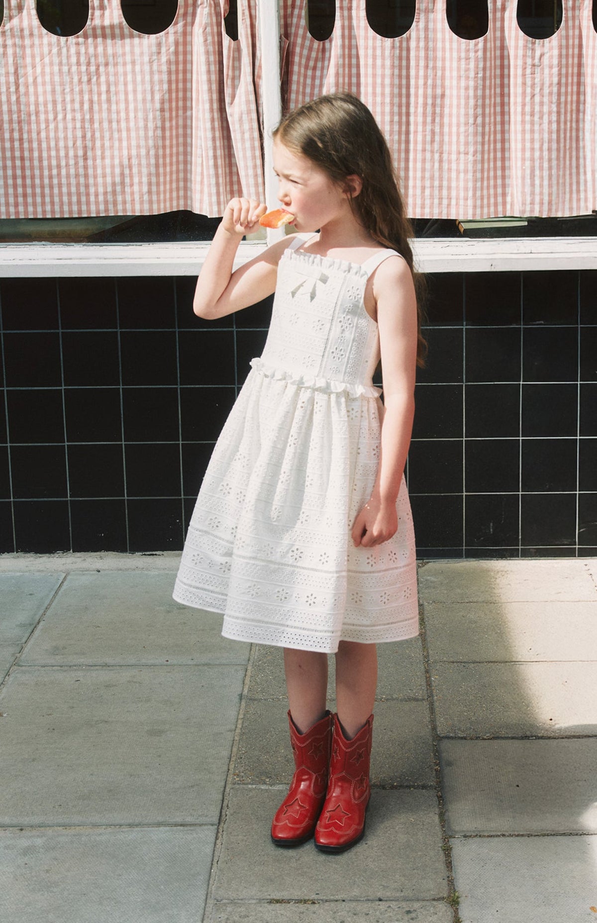 White Cotton Broderie Dress – self-portrait-US