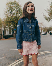 Denim Bow Print Jacket