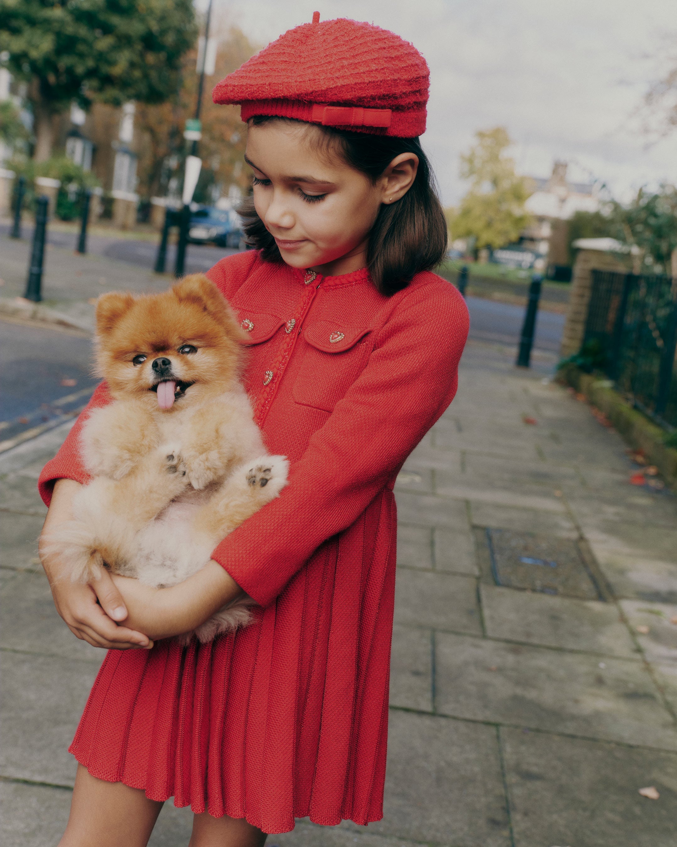 Red Knit Pleated Dress – self-portrait-US