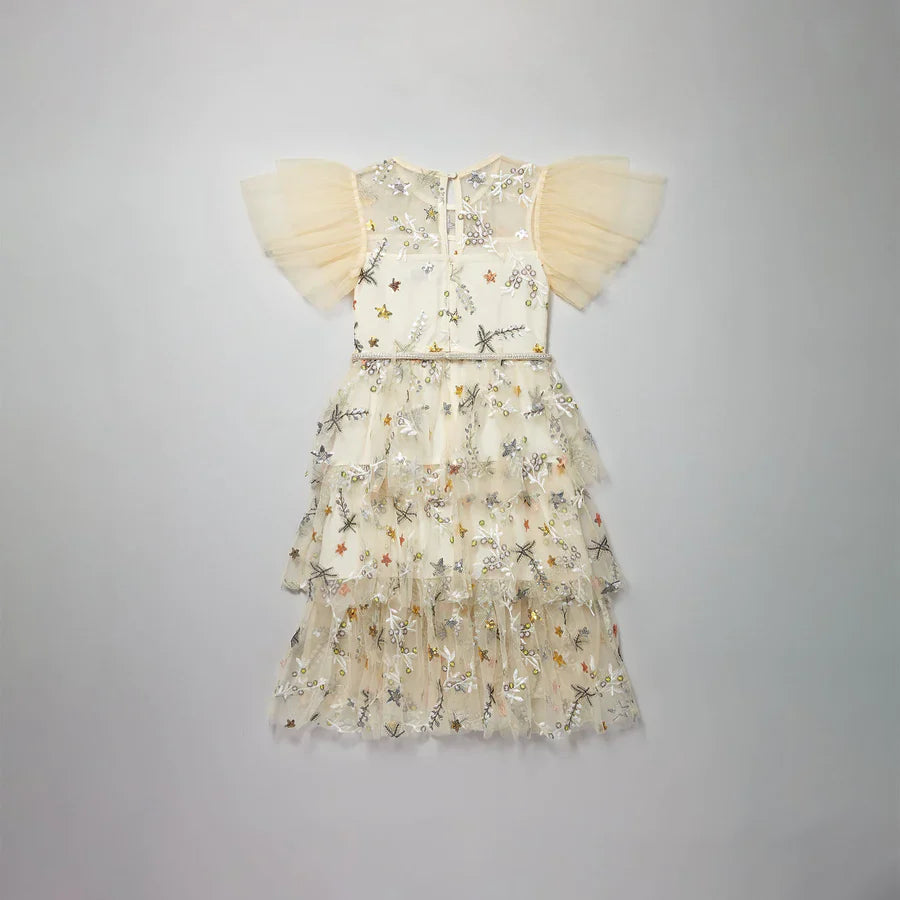 Ivory Star Mesh Midi Dress self portrait US