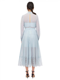 Pale Blue Chiffon Trimmed Dress