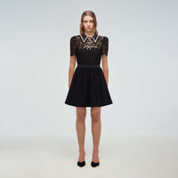 Black Guipure Mini Dress